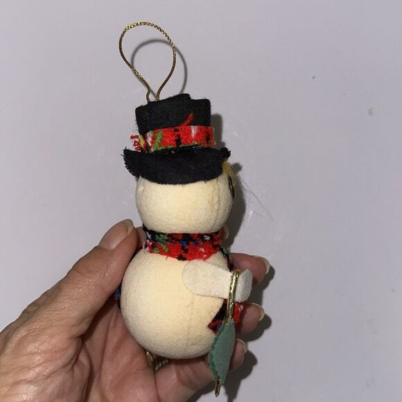 Vintage 60s/70s Snowman Holding Umbrella Flocked Styrofoam Christmas Ornament - Picture 4 of 6